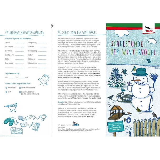 Schulstunde der Wintervögel: Zählkarte