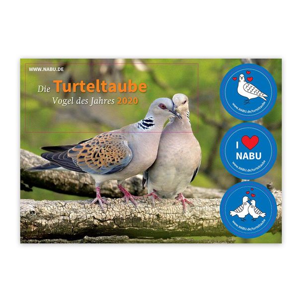 Aufkleberpostkarte "Die Turteltaube – Vogel des Jahres 2020"